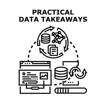 Practical data takeaways obtaining actionable data insights Illustrazione stock