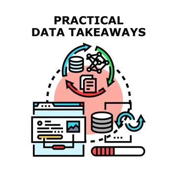 Practical data takeaways obtaining actionable data insights Stock Illustration