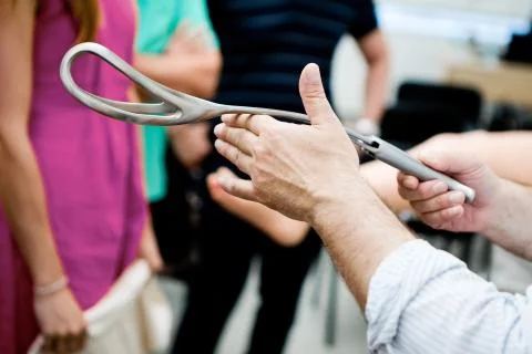 Practical demonstration for obstetricians how to use birth forceps Stock Photos