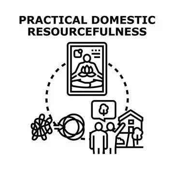 Practical domestic resourcefulness concept finding balance in life Stock Illustration