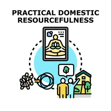 Practical domestic resourcefulness concept finding balance in life Stock Illustration