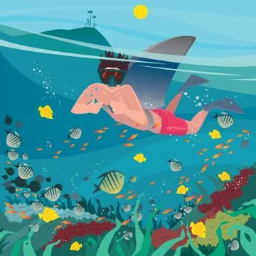 Practical joke or prank with shark fin Stock Illustration