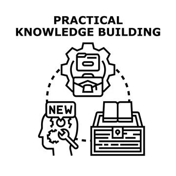 Practical knowledge building developing skill education improvement concept Stock Illustration