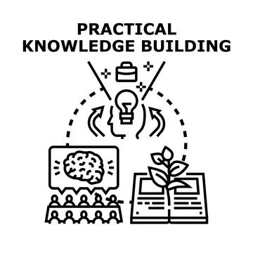 Practical knowledge building developing skills and innovative ideas Stock Illustration