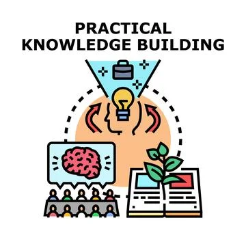 Practical knowledge building developing skills and innovative ideas Stock Illustration
