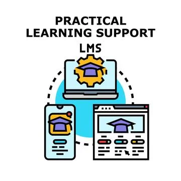 Practical learning support learning management system concept Stock Illustration