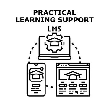 Practical learning support learning management system concept Stock Illustration