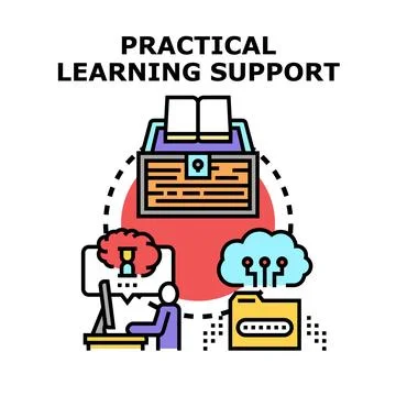 Practical learning support system and knowledge sharing Stock Illustration