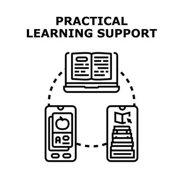 Practical learning support system connecting devices for education Stock Illustration