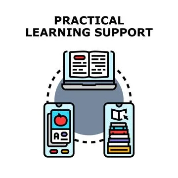 Practical learning support system connecting devices for education Stock Illustration
