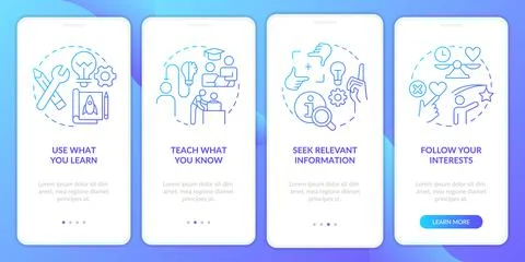 Practical learning techniques blue gradient onboarding mobile app screen Stock Illustration