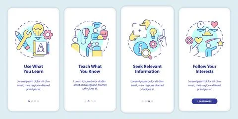 Practical learning techniques onboarding mobile app screen Stock Illustration