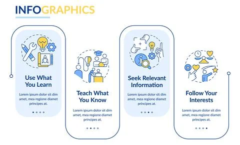 Practical learning techniques rectangle infographic template Stock Illustration