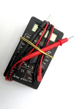 Practical Multimeter Resting With Test Leads Wrapped Securely for Easy Use Stock Photos