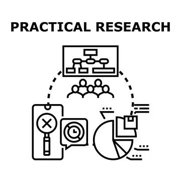 Practical research process implementing data analysis and collaboration Stock Illustration