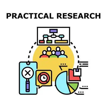 Practical research process implementing data analysis and collaboration Stock Illustration