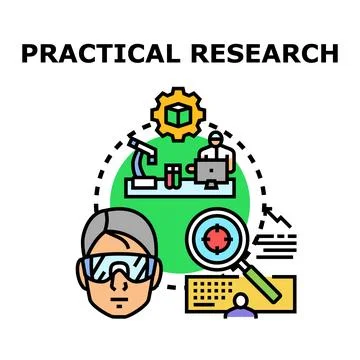 Practical research process implementing scientific methodology strategy Illustrazione stock