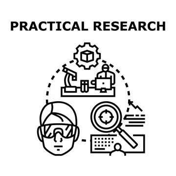 Practical research process implementing scientific methodology strategy Stock Illustration