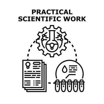 Practical scientific work concept with laboratory research Illustrazione stock