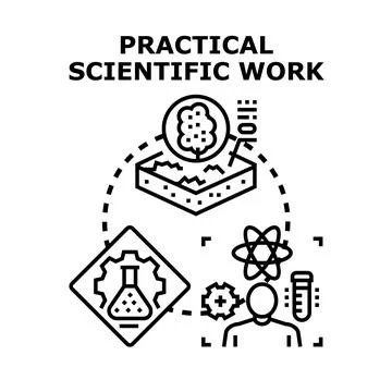 Practical scientific work concept with scientist and experiments Stock Illustration