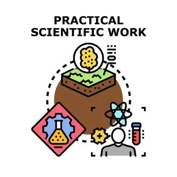Practical scientific work concept with scientist and experiments Stock Illustration