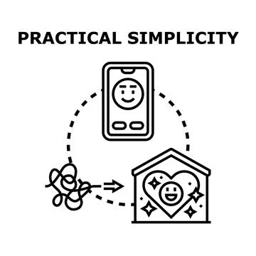 Practical simplicity concept transforming complexity into happiness イラスト素材