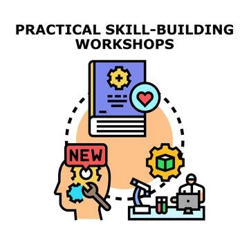 Practical skill building workshops development concept イラスト素材