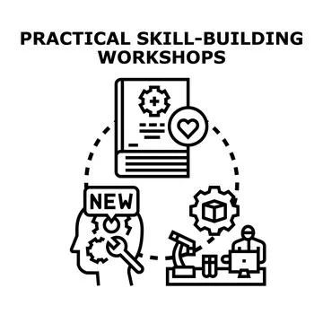 Practical skill building workshops development concept イラスト素材