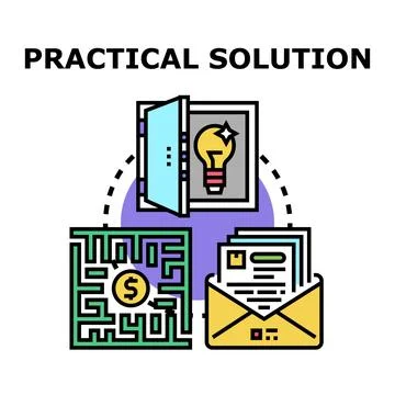 Practical solution finding business challenge problem solving Stock Illustration