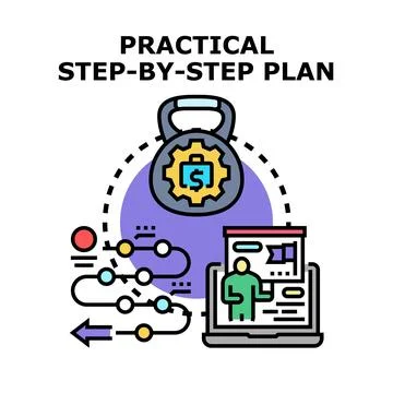 Practical step by step plan concept vector Illustrazione stock