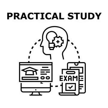 Practical study online learning and examination concept Stock Illustration