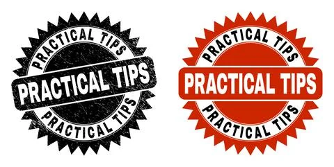 PRACTICAL TIPS Black Rosette Watermark with Grunge Style Stock Illustration