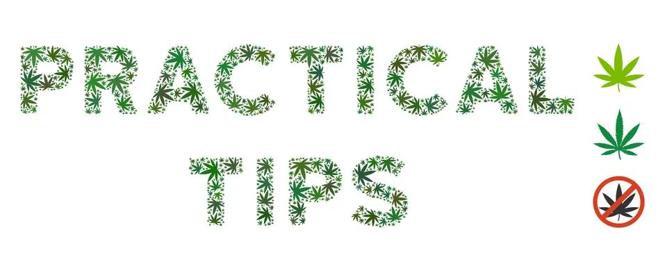 Practical Tips Caption Composition of Weed Leaves Stock Illustration