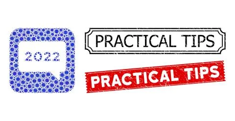 Practical Tips Textured Rubber Stamps with Bacilla Hole Mosaic 2022 Message Stock Illustration