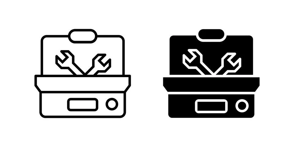 Practical toolbox icon set representing tools, equipment, and repair servic.. Stock Illustration