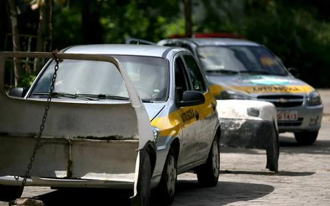 Practical training of driving school students Stock Photos
