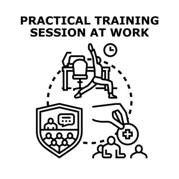 Practical training session at work concept illustration Illustrazione stock