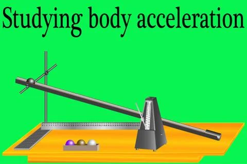 Practical work in physics - the study of the acceleration of the body Stock Illustration