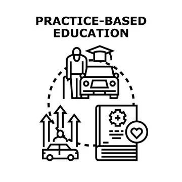 Practice based education improving driving skills and learning Stock Illustration