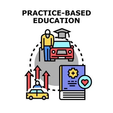 Practice based education improving driving skills and learning Stock Illustration