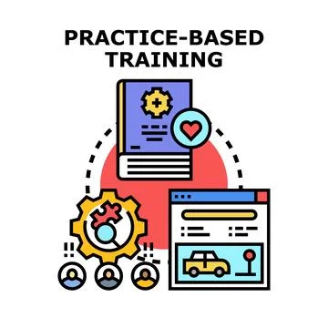 Practice based training with real world experience concept Stock Illustration