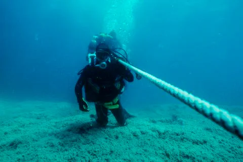 Practice of diving in the sea Stock Photos
