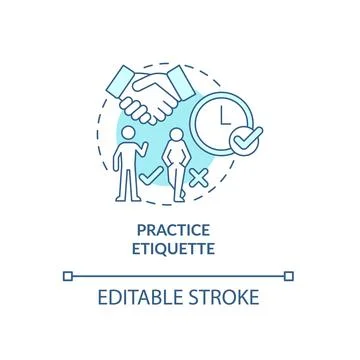 Practice etiquette blue concept icon Illustrazione stock