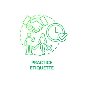 Practice etiquette green gradient concept icon Illustrazione stock