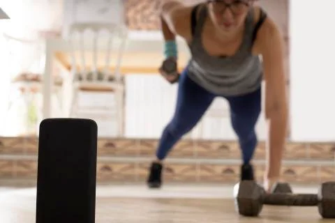 Practice exercise at home confinement and sport concept Foto stock
