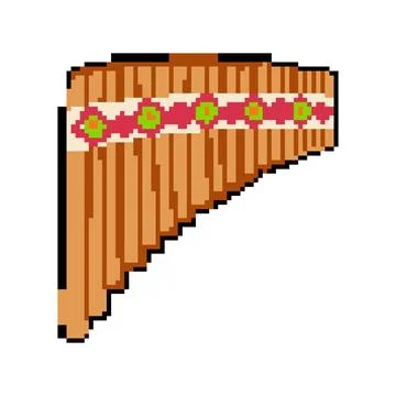 Practice flute pixel art vector illustration Stock Illustration