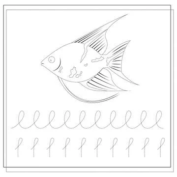 Practice handwriting. circle the dots. drawing a worksheet for children. Illu Stock Illustration