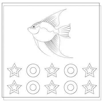 Practice handwriting. circle the dots. drawing a worksheet for children. Illu Stock Illustration