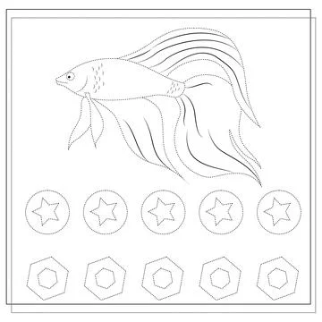 Practice handwriting. circle the dots. drawing a worksheet for children. Illu Stock Illustration