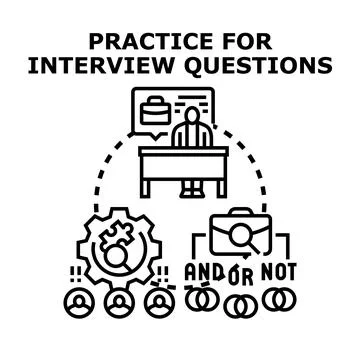 Practice for interview questions and skills assessment concept Stock Illustration